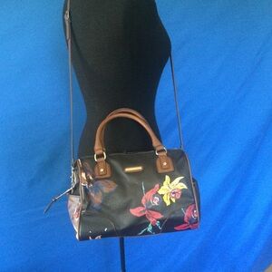 Dana Buchman Purse Handbag or Shoulder Black and Floral